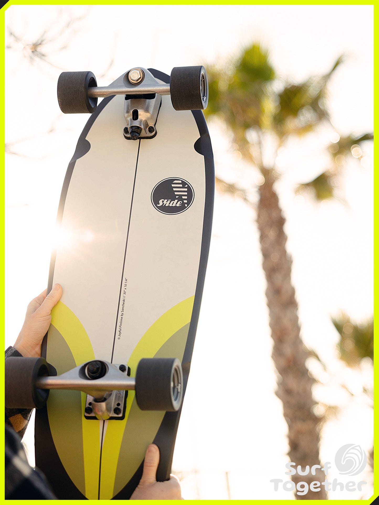 Estilo de Vida | Slide Joyful Pinlime 30” SurfSkate | Detalle del SurfSkate